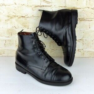 VTG DKNY Chukka Boots Women 37 6.5 US Black Leather Lace up Made in Italy Y2K